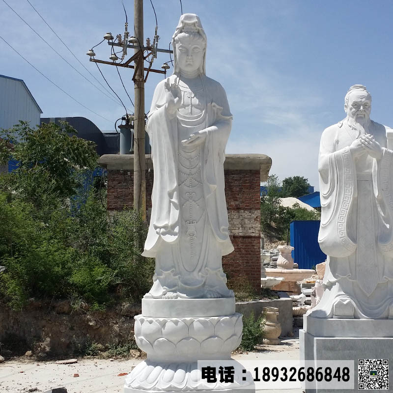 天然汉白玉石雕观音雕像价格 汉白玉佛像石雕厂家 支持定制石雕佛像造型图片